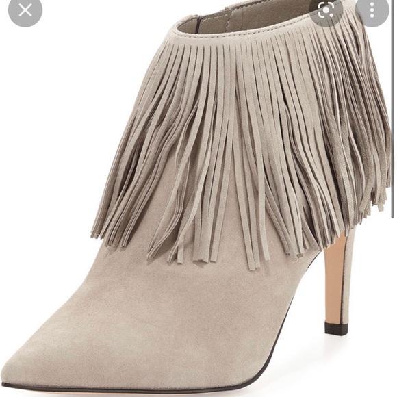 NEW in Box Sam Edelman Gray Suede Fringe Booties. Size 8.5 - Picture 1 of 5
